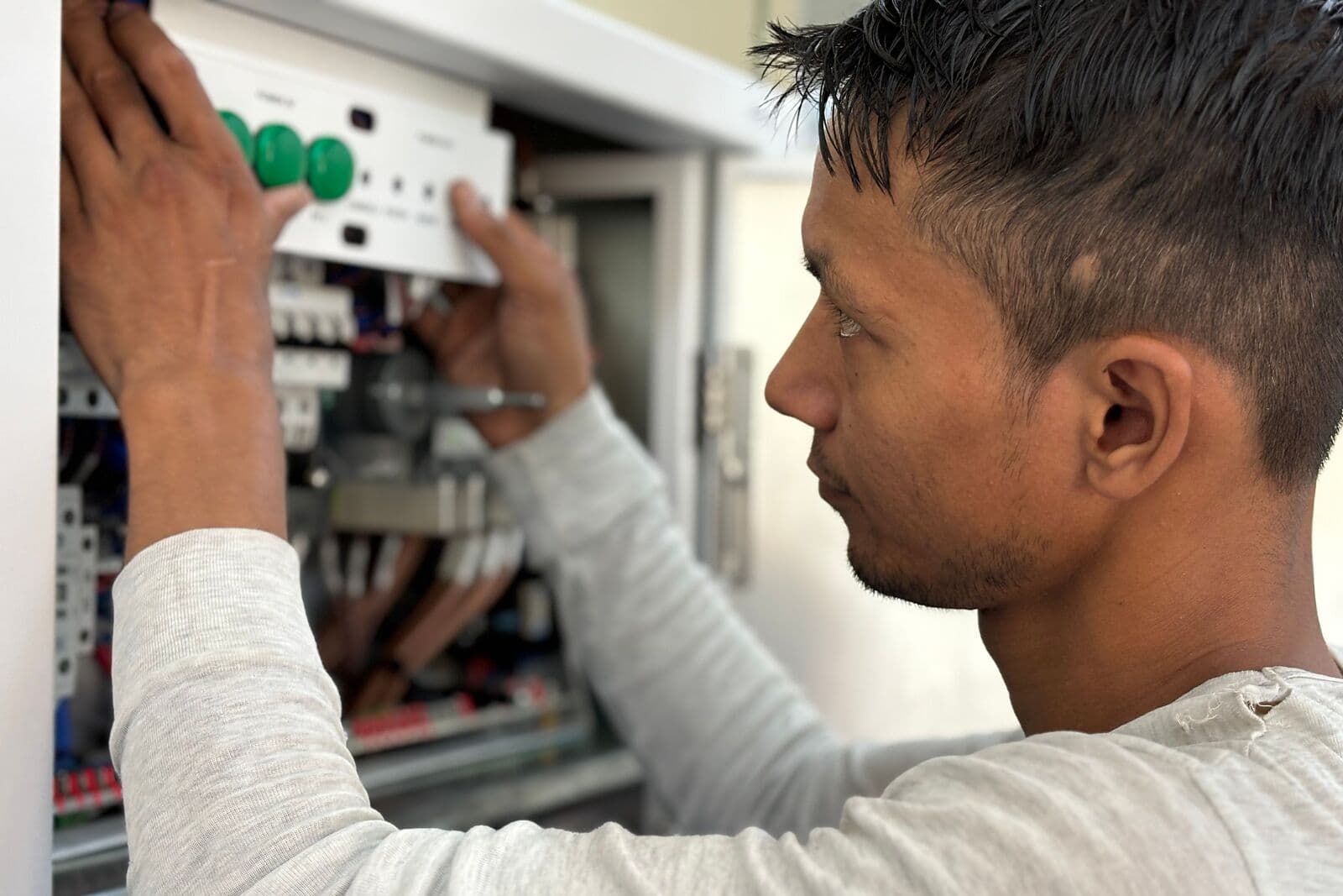 Electrician working on a home in Subang Jaya